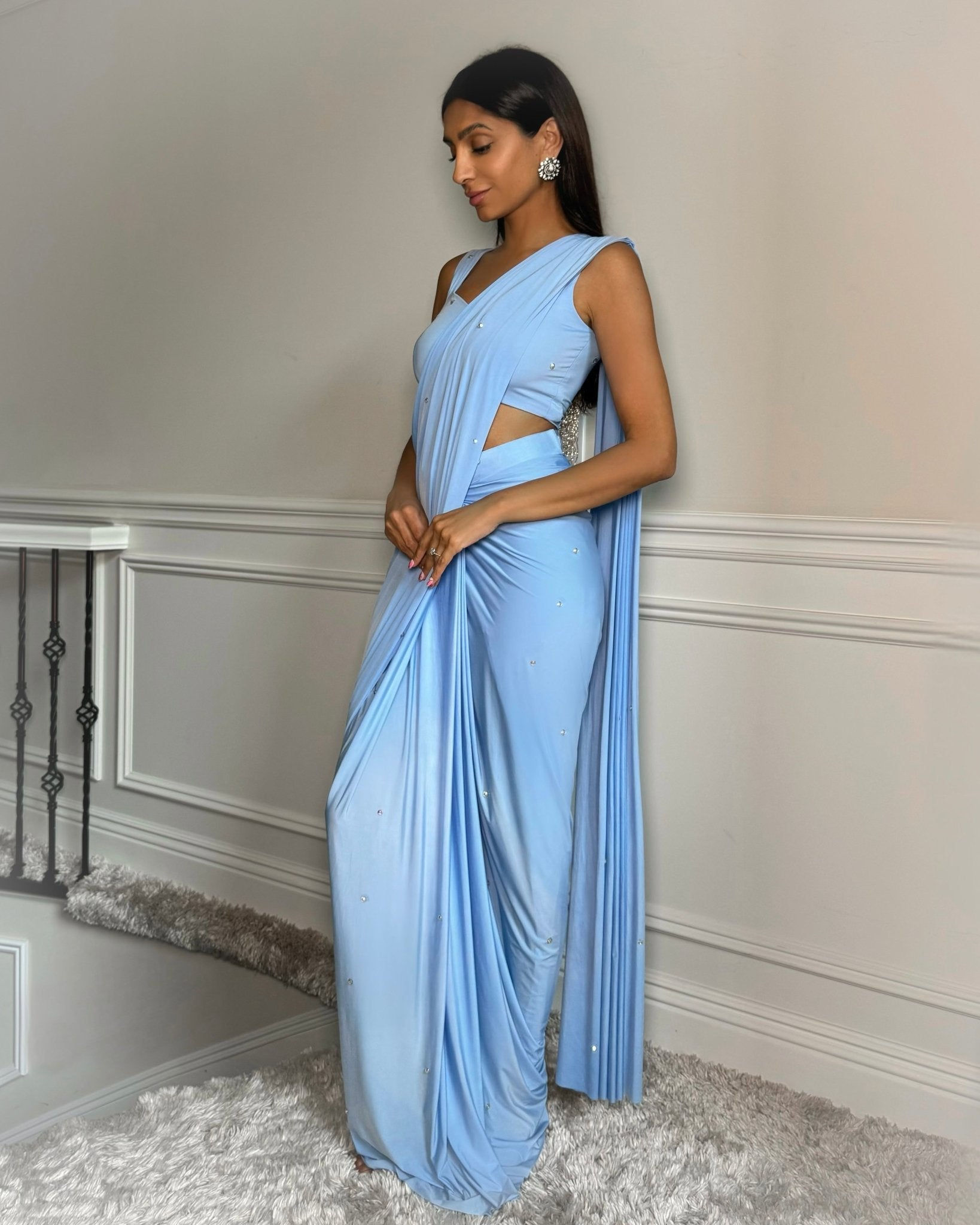 sari silk dress Chloe Printed Satin Atelier Shikaarbagh breezy statement in any spring and summer wardrobe Repurposed Sari Silk Wrap Dresses