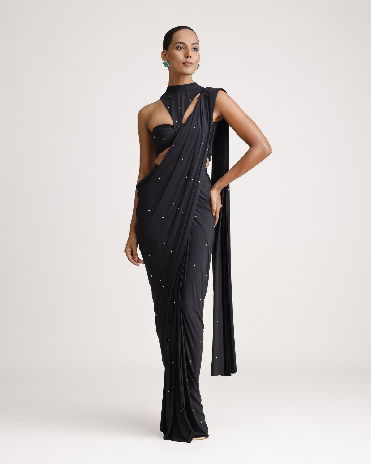 5-second Sari Black & Genna Crop Top