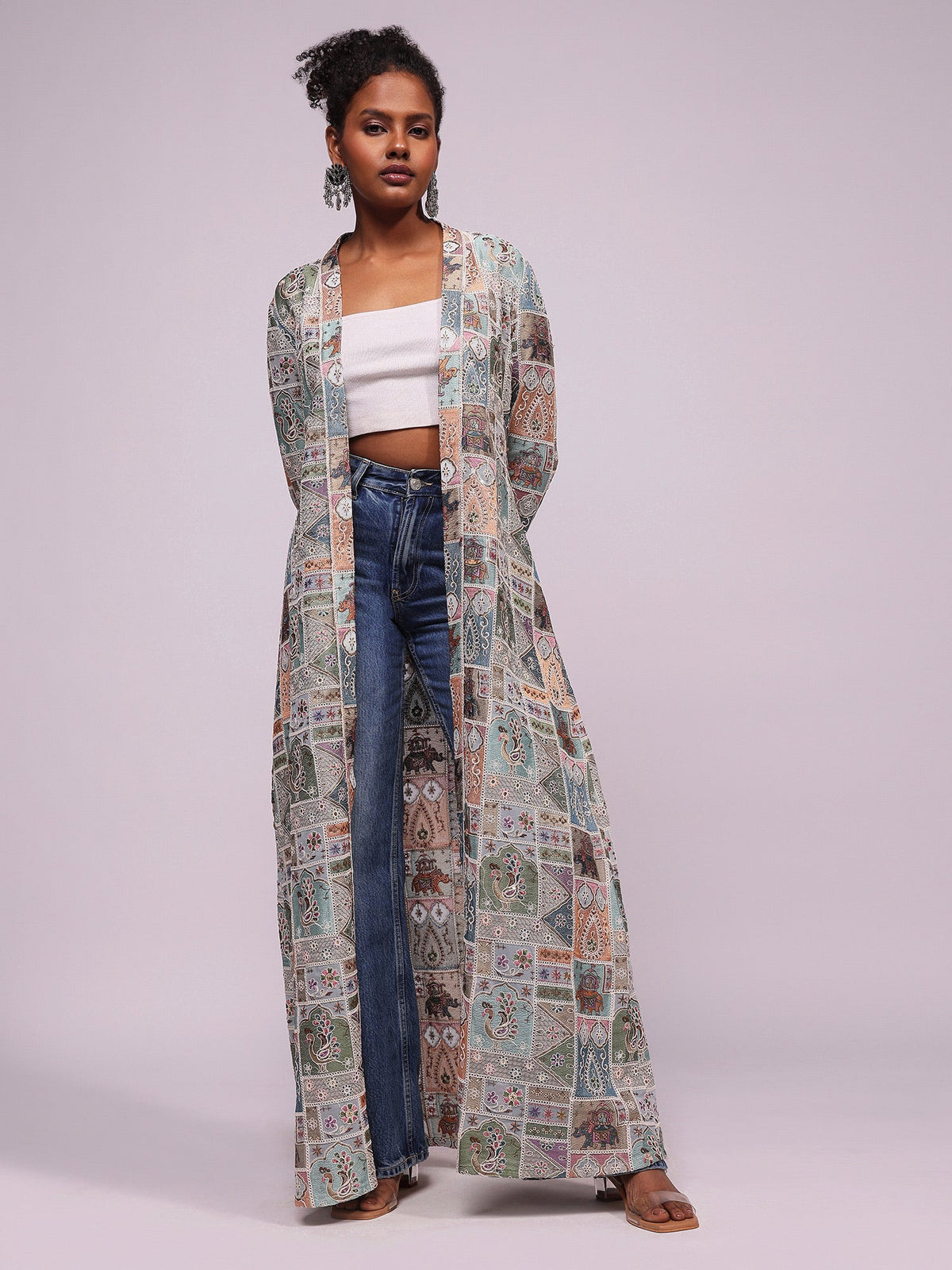 Naira Embroidered Kimono Front View
