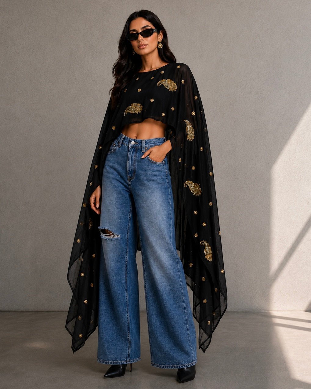 Rimi Cape Blouse - holiCHIC