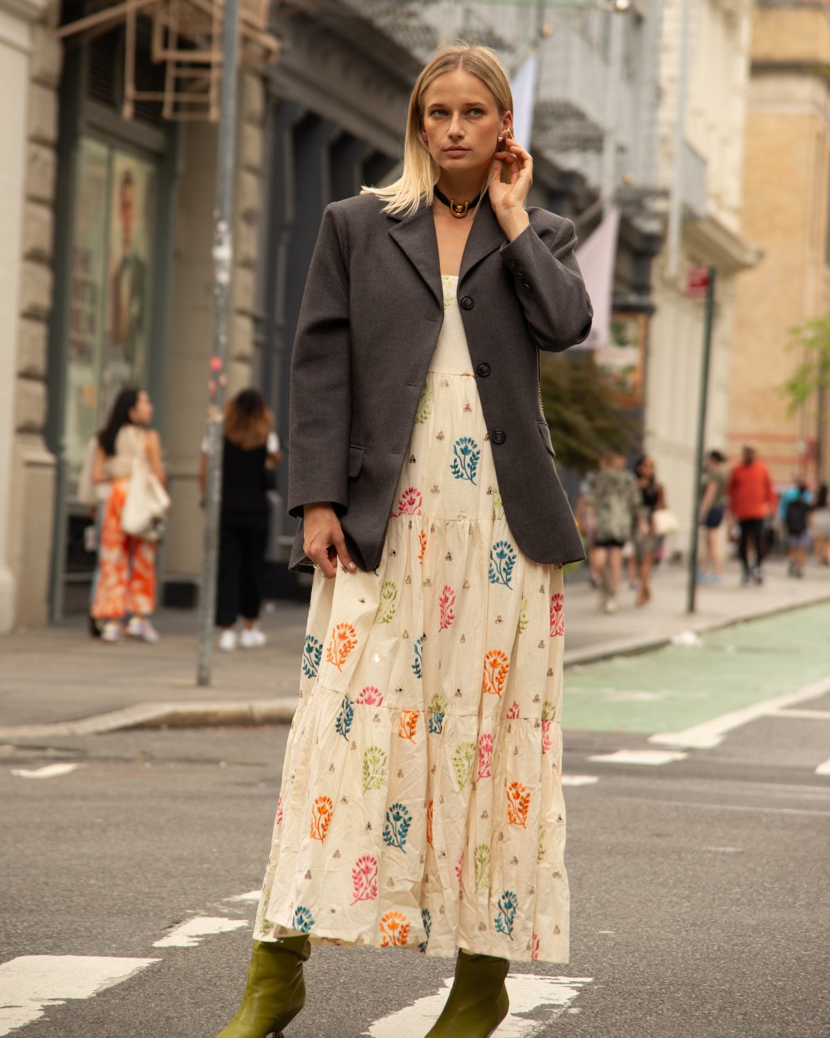 soraya printed and pleated maxi dress VICI